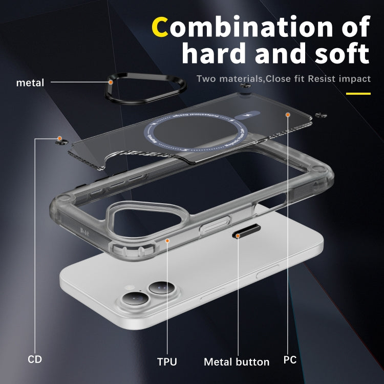 For iPhone 16 Skin Feel TPU + PC MagSafe Magnetic Phone Case(Transparent Black)