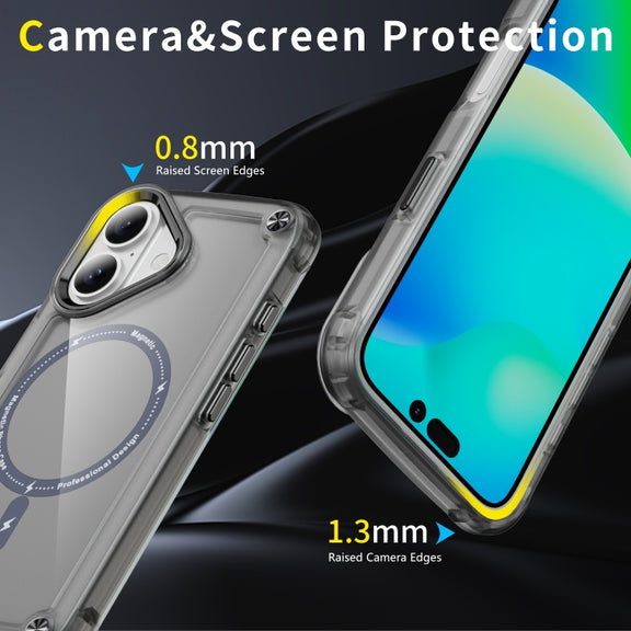 For iPhone 16 Skin Feel TPU + PC MagSafe Magnetic Phone Case(Transparent Black)