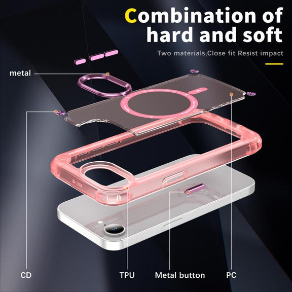 For iPhone 16e Skin Feel TPU + PC MagSafe Magnetic Phone Case(Transparent Pink)