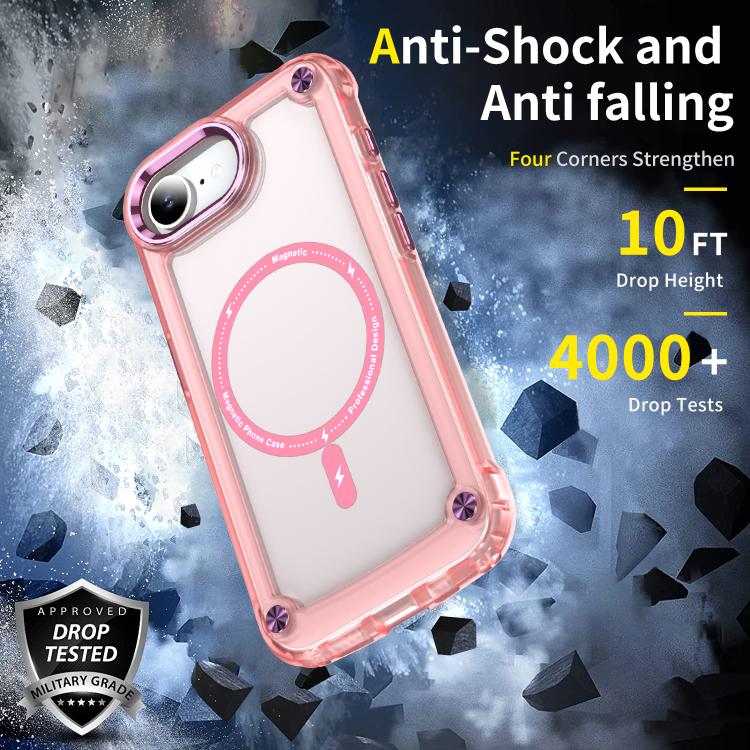 For iPhone 16e Skin Feel TPU + PC MagSafe Magnetic Phone Case(Transparent Pink)