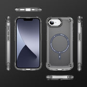 For iPhone 16e Skin Feel TPU + PC MagSafe Magnetic Phone Case(Transparent Black)