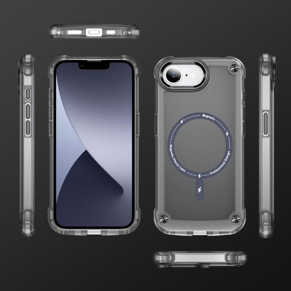 For iPhone 16e Skin Feel TPU + PC MagSafe Magnetic Phone Case(Transparent Black)