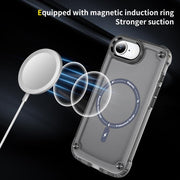 For iPhone 16e Skin Feel TPU + PC MagSafe Magnetic Phone Case(Transparent Black)