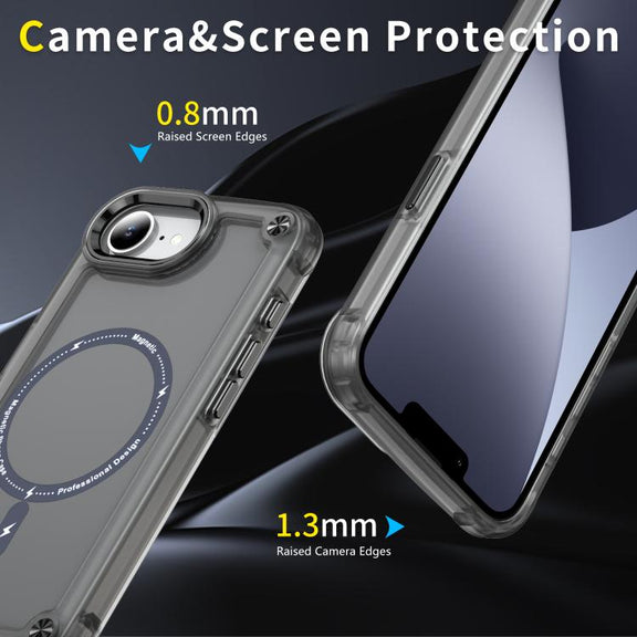 For iPhone 16e Skin Feel TPU + PC MagSafe Magnetic Phone Case(Transparent Black)