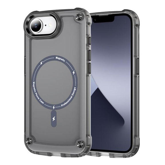For iPhone 16e Skin Feel TPU + PC MagSafe Magnetic Phone Case(Transparent Black)