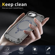For iPhone 16e Skin Feel TPU + PC MagSafe Magnetic Phone Case(Transparent Black)