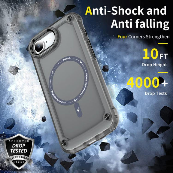 For iPhone 16e Skin Feel TPU + PC MagSafe Magnetic Phone Case(Transparent Black)