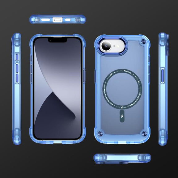 For iPhone 16e Skin Feel TPU + PC MagSafe Magnetic Phone Case(Transparent Blue)