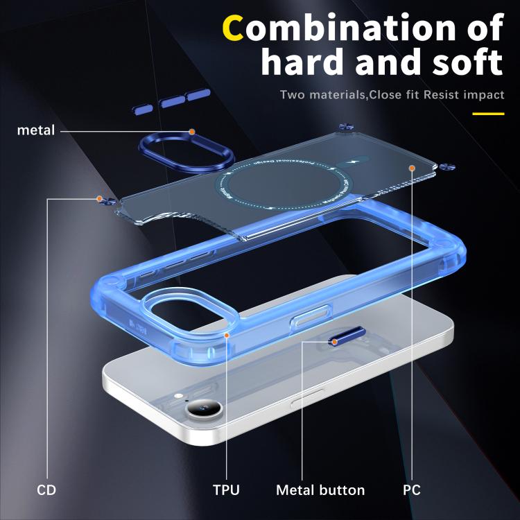 For iPhone 16e Skin Feel TPU + PC MagSafe Magnetic Phone Case(Transparent Blue)