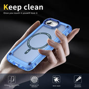 For iPhone 16e Skin Feel TPU + PC MagSafe Magnetic Phone Case(Transparent Blue)