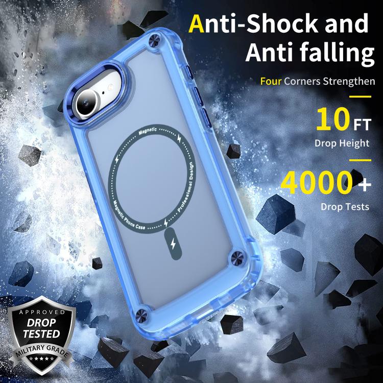 For iPhone 16e Skin Feel TPU + PC MagSafe Magnetic Phone Case(Transparent Blue)