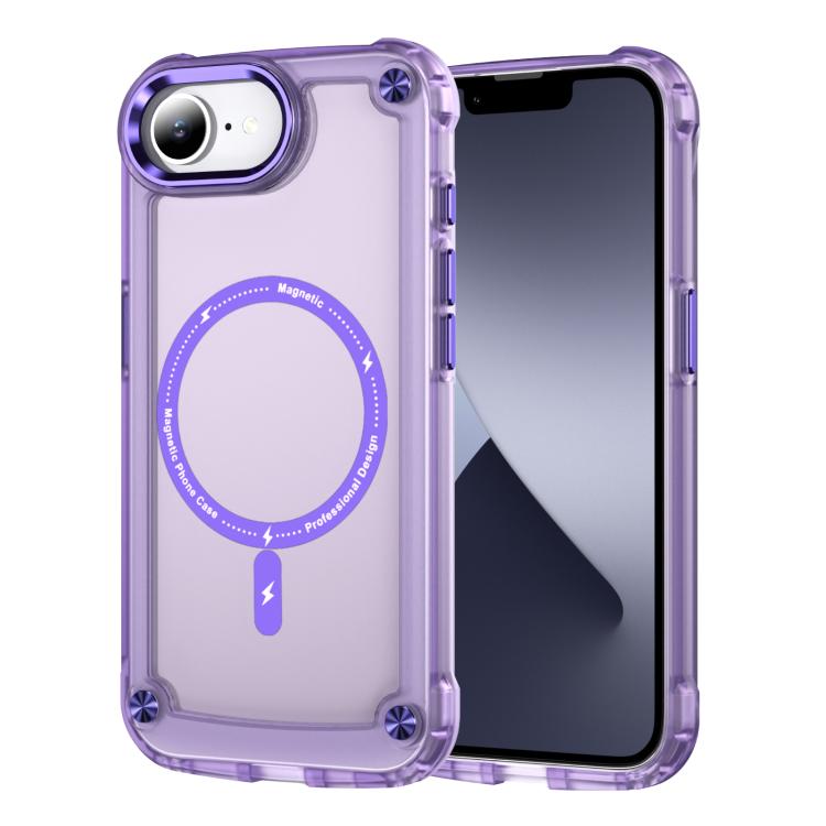 For iPhone 16e Skin Feel TPU + PC MagSafe Magnetic Phone Case(Transparent Purple)