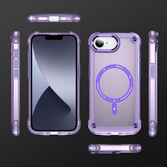 For iPhone 16e Skin Feel TPU + PC MagSafe Magnetic Phone Case(Transparent Purple)