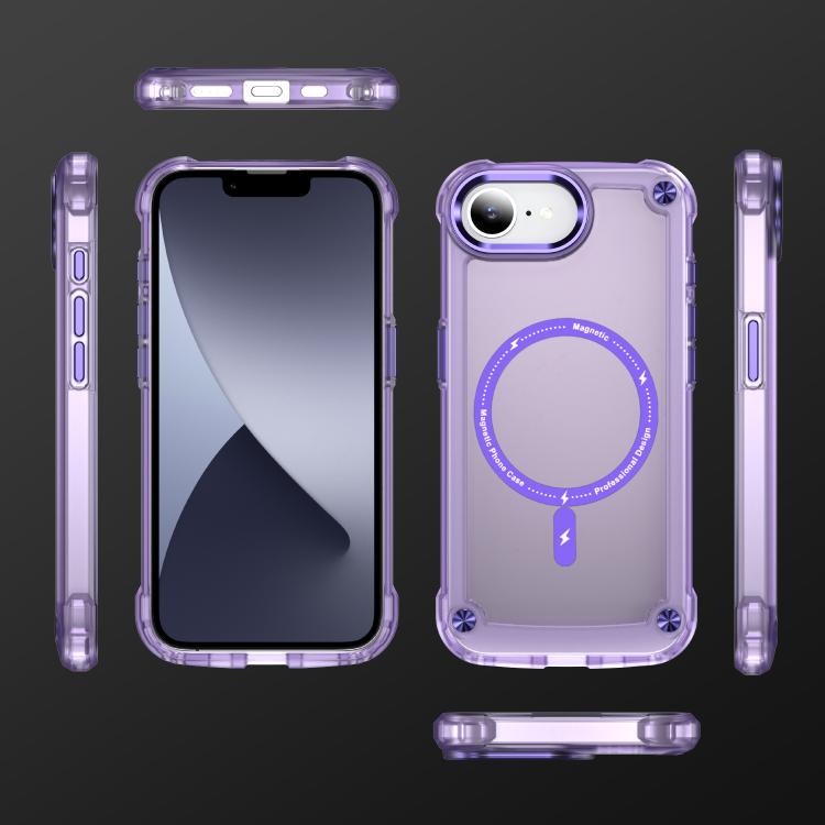 For iPhone 16e Skin Feel TPU + PC MagSafe Magnetic Phone Case(Transparent Purple)