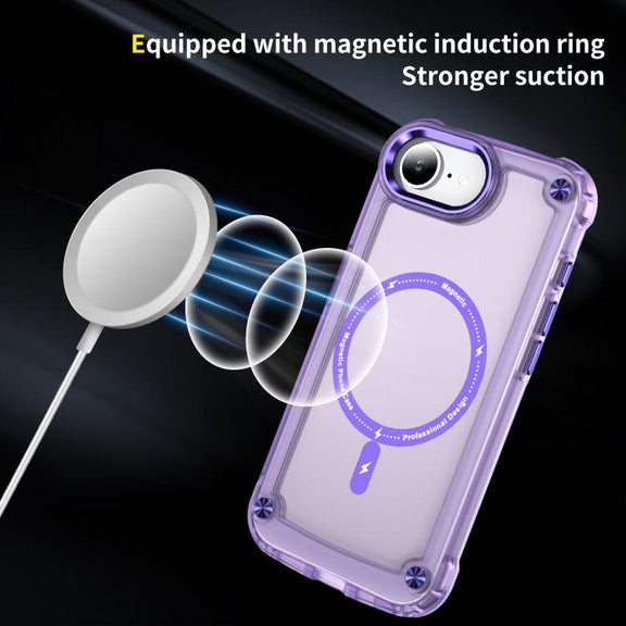 For iPhone 16e Skin Feel TPU + PC MagSafe Magnetic Phone Case(Transparent Purple)