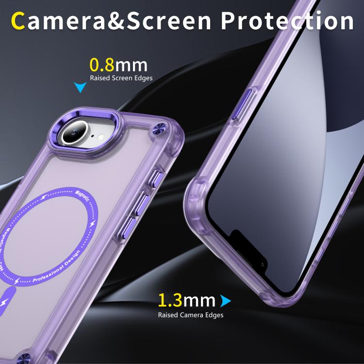 For iPhone 16e Skin Feel TPU + PC MagSafe Magnetic Phone Case(Transparent Purple)