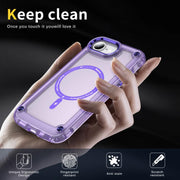 For iPhone 16e Skin Feel TPU + PC MagSafe Magnetic Phone Case(Transparent Purple)