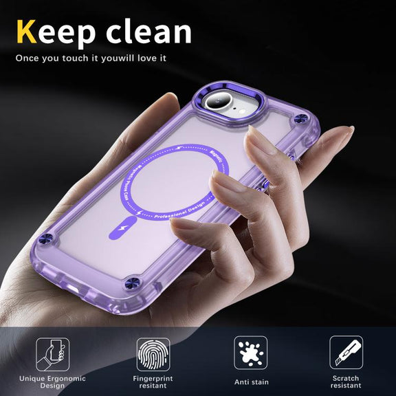 For iPhone 16e Skin Feel TPU + PC MagSafe Magnetic Phone Case(Transparent Purple)