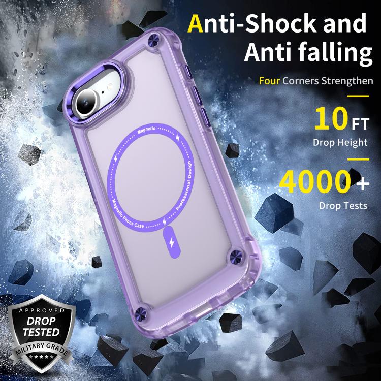 For iPhone 16e Skin Feel TPU + PC MagSafe Magnetic Phone Case(Transparent Purple)