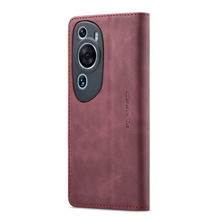 For Huawei P60 Art CaseMe 013 Multifunctional Horizontal Flip Leather Phone Case(Wine Red)