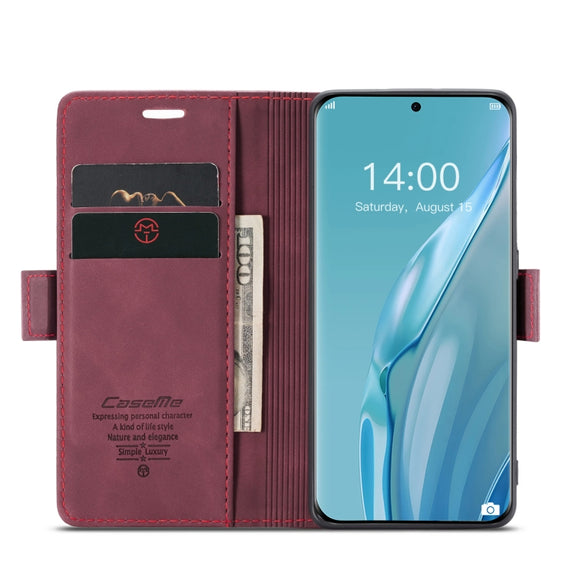 For Huawei P60 Art CaseMe 013 Multifunctional Horizontal Flip Leather Phone Case(Wine Red)