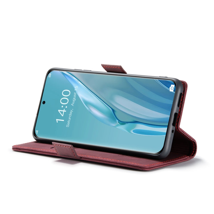 For Huawei P60 Art CaseMe 013 Multifunctional Horizontal Flip Leather Phone Case(Wine Red)