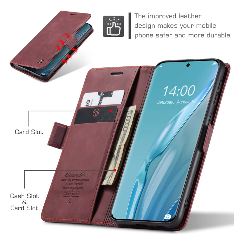 For Huawei P60 Art CaseMe 013 Multifunctional Horizontal Flip Leather Phone Case(Wine Red)