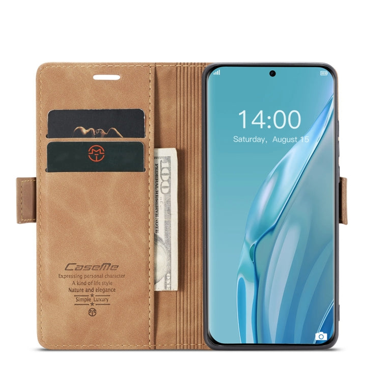 For Huawei P60 Art CaseMe 013 Multifunctional Horizontal Flip Leather Phone Case(Brown)