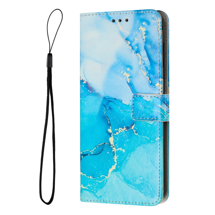 For OPPO Reno10 Pro+ Painted Marble Pattern Leather Phone Case(Blue Green)