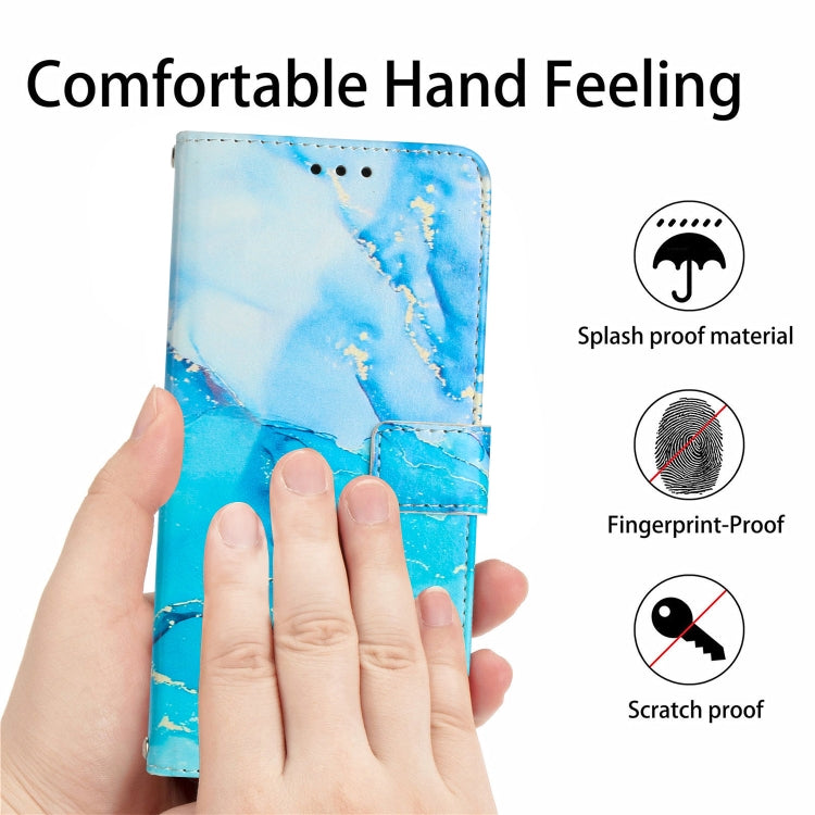 For OPPO Reno10 Pro+ Painted Marble Pattern Leather Phone Case(Blue Green)