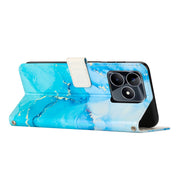 For Realme C53/Narzo N53 Painted Marble Pattern Leather Phone Case(Blue Green)