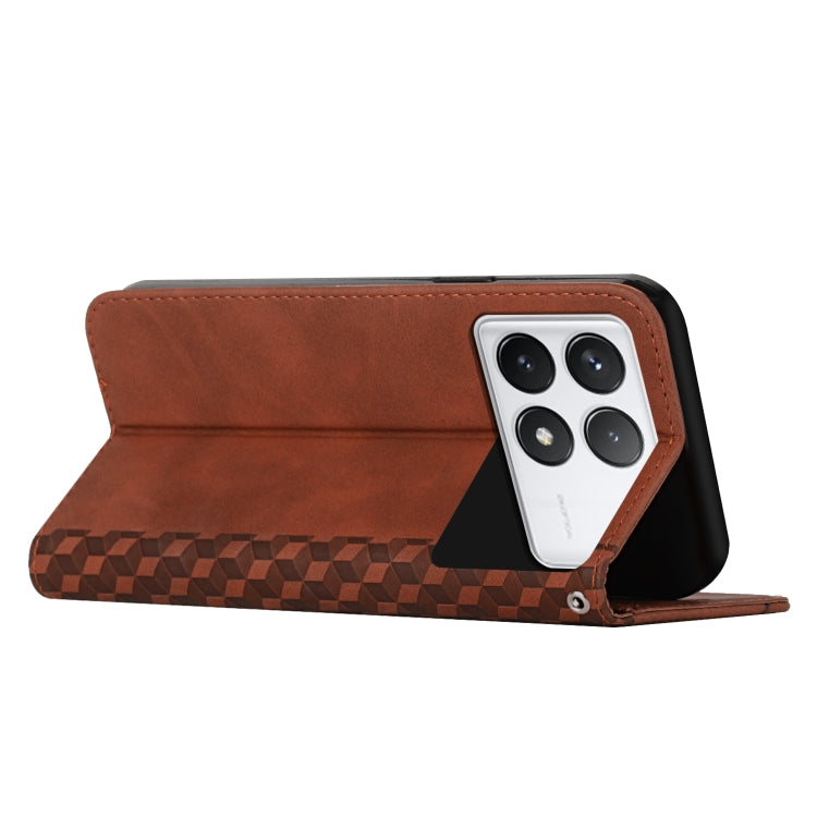 For Xiaomi Redmi K70 / K70 Pro Diamond Splicing Skin Feel Magnetic Leather Phone Case(Brown)