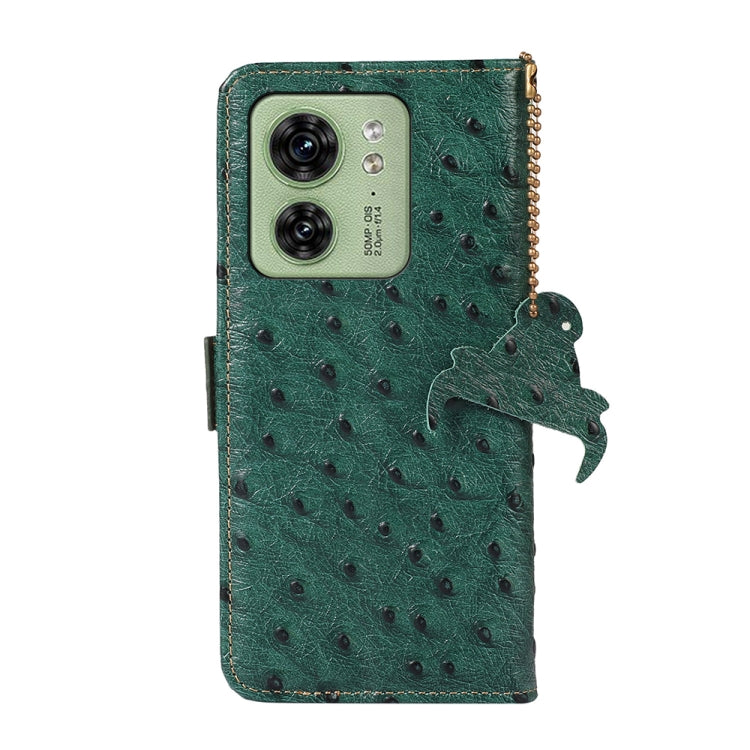 For Motorola Edge 40 Ostrich Pattern Genuine Leather RFID Phone Case(Green)