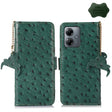 For Motorola Moto G14 4G Ostrich Pattern Genuine Leather RFID Phone Case(Green) - free shipping - PMC TechLife - Order now!