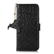 For Motorola Edge 50 Neo Ostrich Pattern Genuine Leather RFID Phone Case(Black)
