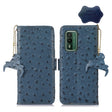 For Nokia XR21 Ostrich Pattern Genuine Leather RFID Phone Case(Blue) - Nokia Cases by PMC TechLife | Online Shopping South Africa | PMC TechLife | Buy Now Pay Later Mobicred