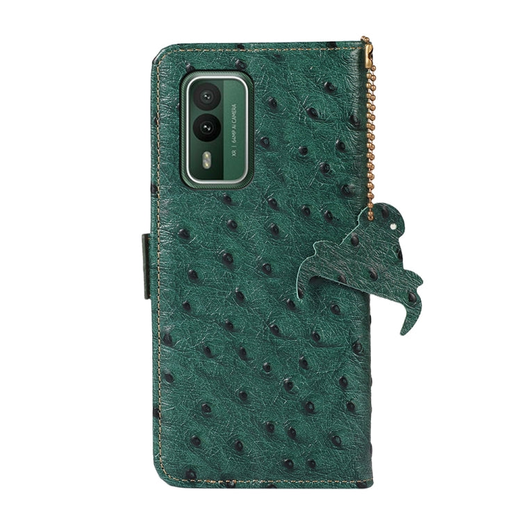 For Nokia XR21 Ostrich Pattern Genuine Leather RFID Phone Case(Green)