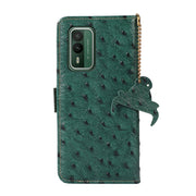 For Nokia XR21 Ostrich Pattern Genuine Leather RFID Phone Case(Green)