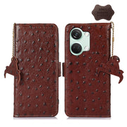 For OnePlus Nord 3 / Ace 2V Ostrich Pattern Genuine Leather RFID Phone Case(Coffee)