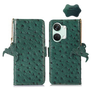 For OnePlus Nord 3 / Ace 2V Ostrich Pattern Genuine Leather RFID Phone Case(Green)