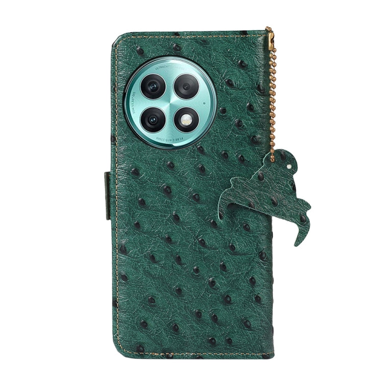 For OnePlus Ace 2 Pro Ostrich Pattern Genuine Leather RFID Phone Case(Green)