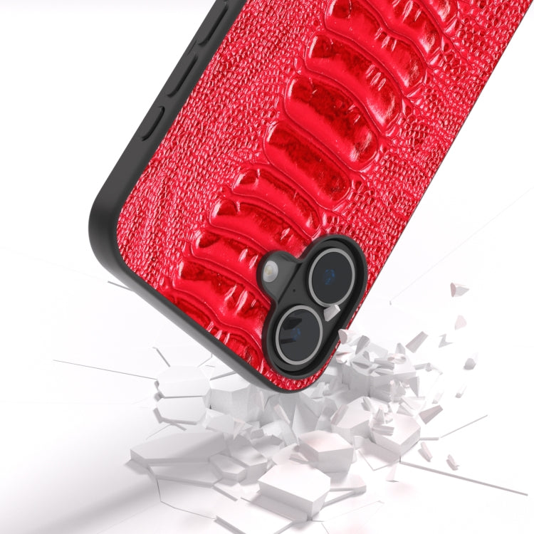 For iPhone 16 ABEEL Genuine Leather Weilai Series Phone Case(Red)