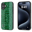 For iPhone 16 Plus ABEEL Genuine Leather Weilai Series Phone Case(Green) - iPhone 16 Plus Cases by PMC TechLife | Online Shopping South Africa | PMC TechLife | Buy Now Pay Later Mobicred