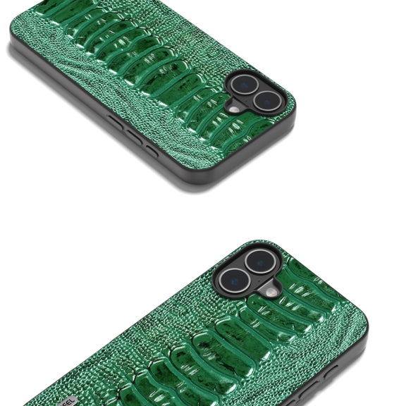 For iPhone 16 Plus ABEEL Genuine Leather Weilai Series Phone Case(Green)