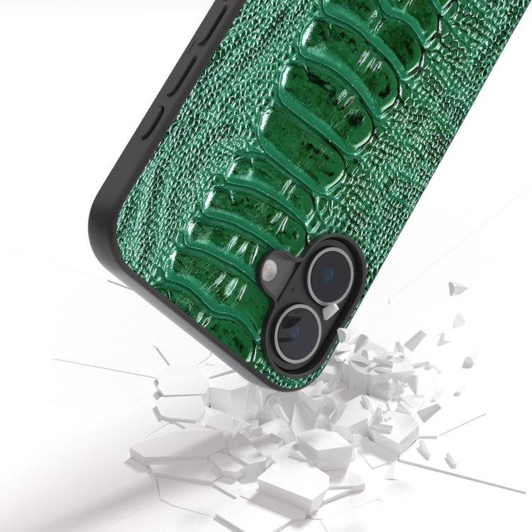 For iPhone 16 Plus ABEEL Genuine Leather Weilai Series Phone Case(Green)