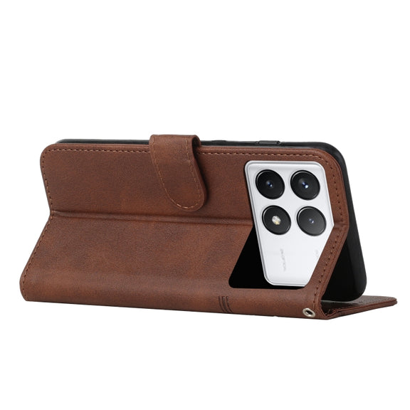 For Xiaomi Redmi K70 / K70 Pro Stitching Calf Texture Buckle Leather Phone Case(Brown)