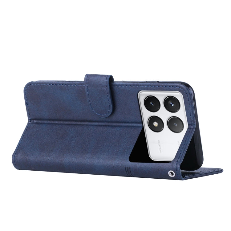 For Xiaomi Redmi K70 / K70 Pro Stitching Calf Texture Buckle Leather Phone Case(Blue)