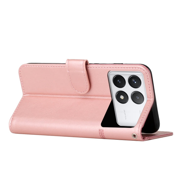 For Xiaomi Redmi K70 / K70 Pro Stitching Calf Texture Buckle Leather Phone Case(Rose Gold)