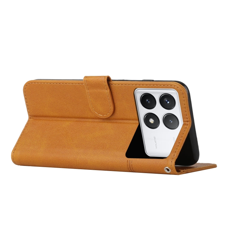 For Xiaomi Redmi K70 / K70 Pro Stitching Calf Texture Buckle Leather Phone Case(Yellow)