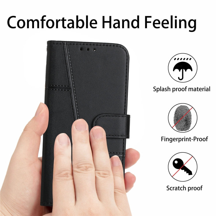 For Xiaomi Redmi Note 13 Pro 4G Global Stitching Calf Texture Buckle Leather Phone Case(Black)